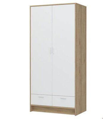 ИРИС ШК-02 Шкаф 2-х ств (935х2000х550) дуб крафт золото/белый